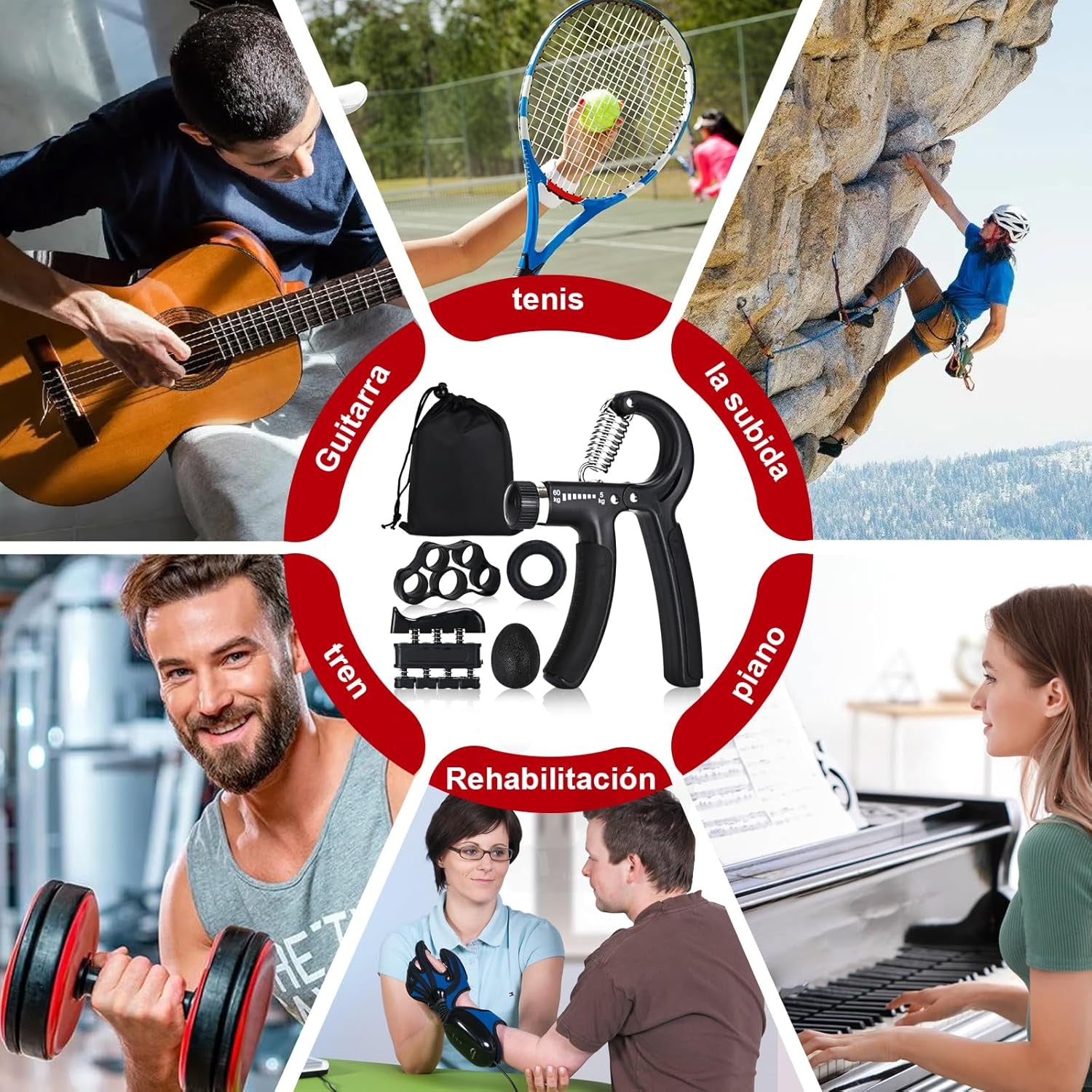 Hand Grip Strengthener,Grip Strength Trainer,22-132 Lbs Adjustable Resistance Forearm Exerciser Workout for Rehabilitation Athletes Climbers Musicians